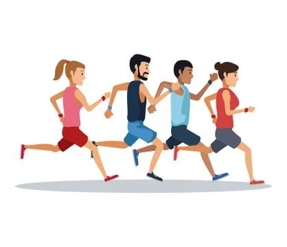 People running over white background Ilustração Stock