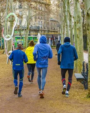 People running at park Stock-Fotos