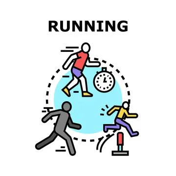 People running race competition achieving fitness goals Stock Illustration