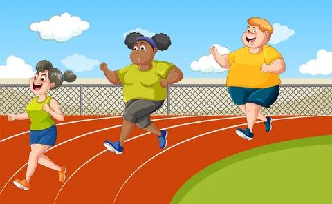People running at the running track Stock Illustration
