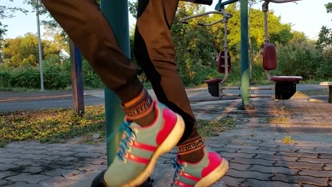 People running in the same place, kicking the wind, shaking their legs in the pa Stock Footage 256801352