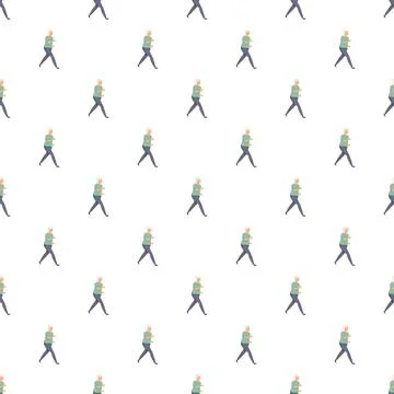 People running seamless pattern creating healthy lifestyle background Stock Illustration