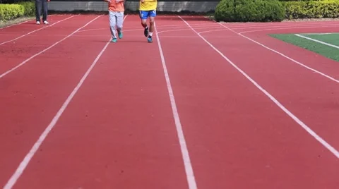 People running on track Stock Footage 49938255