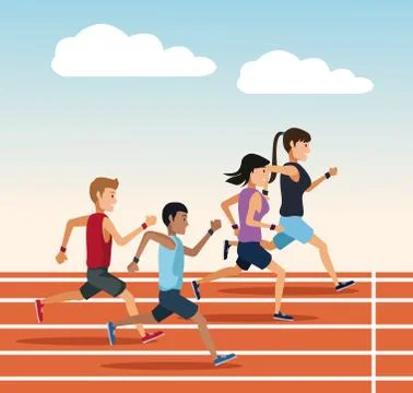 People running on track Stock Illustration