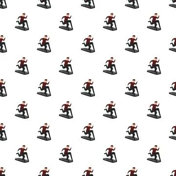 People running on treadmill seamless pattern illustration Stock Illustration