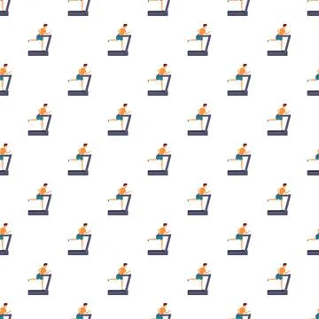 People running on treadmill seamless pattern background Stock Illustration