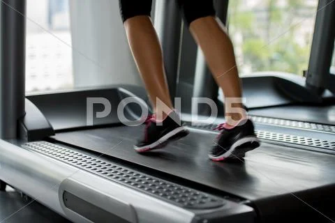 People running on treadmills Stock Photos