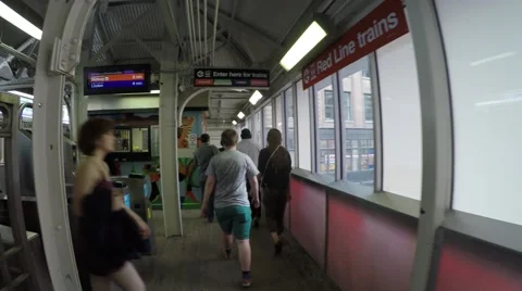 People in a rush hour on Metro train in downtown Chicago, Illinois, USA Stock Footage 50411196
