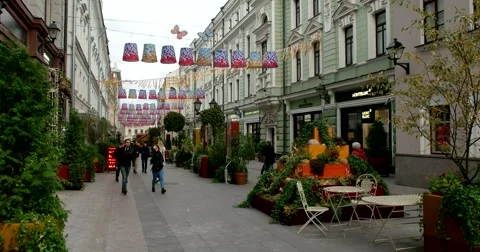 People rush through the streets Stock Footage 68055731