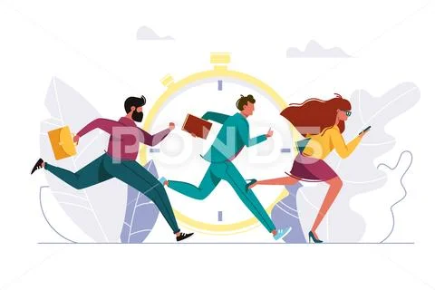 People rushing to work, running person. Stock Illustration