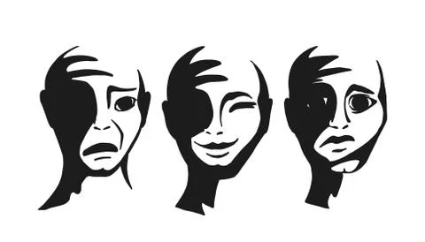 People s faces with different emotions. Stock Illustration