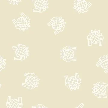 People safe planet ecosystem line seamless pattern Stock Illustration