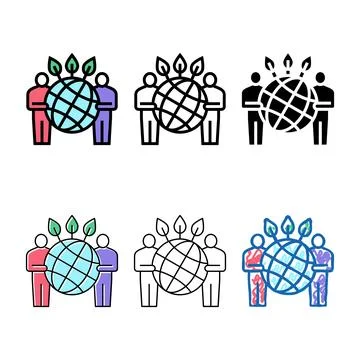 People safe planet ecosystem types color icon vector Stock Illustration