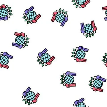 People safe planet ecosystem vector seamless pattern Illustrazione stock