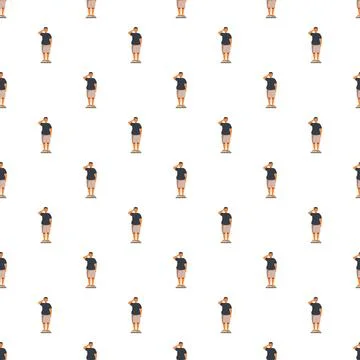 People saluting repetitive pattern on white background Stock Illustration
