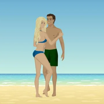 People at sand beach Illustrazione stock