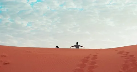 People on sand dunes Video stock 214525403