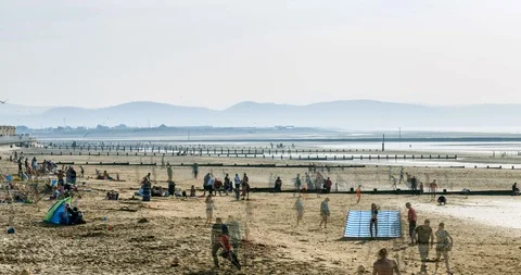 People at Sandy Beach Time Lapse Stock Footage 116680224