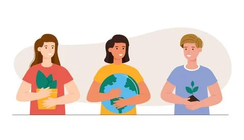 People saving planet, protect and care for the environment Stock Illustration