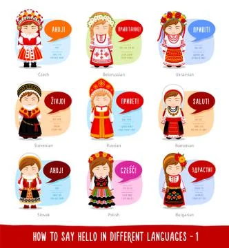 People saying hello in different languages. Stock Illustration