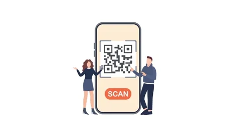 People scanning qr code with smartphone on white and green screen background Stock Footage 319025931