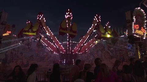 People screaming during the Voodoo Jumper ride at the Kiliani Festival Stock Footage 344793211