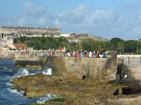 People on the seafront Video stock 70991338