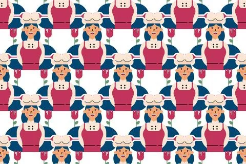 People seamless pattern background illustration Stock Illustration