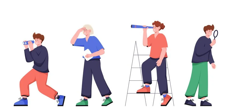 People search vector set Illustrazione stock