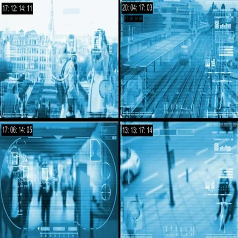 People - Security Camera - Surveillance - Time lapse - blue Stock Footage 69511599