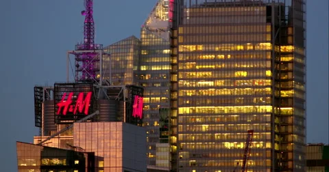 People seen working inside New York City skyscraper near 42nd street Stock Footage 67297872