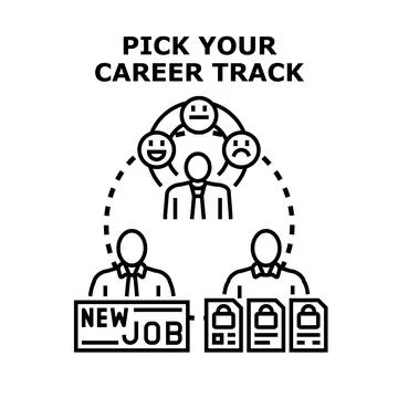 People selecting career path options and new job Stock Illustration
