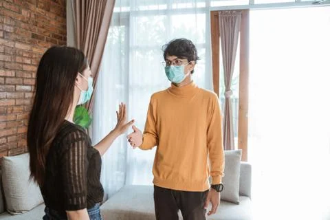 People separating avoiding getting infection Stock Photos