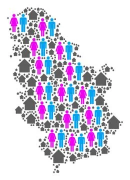 People Serbia Map Stock Illustration