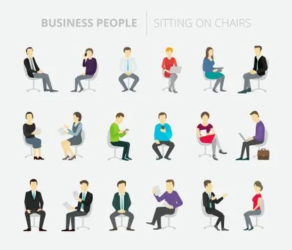 People set work sitting on chairs Stock Illustration