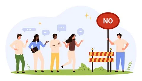 People Setting Boundaries and Saying No Concept Stock Illustration