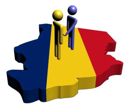 People shaking hands with chad map flag illustration Stock Illustration