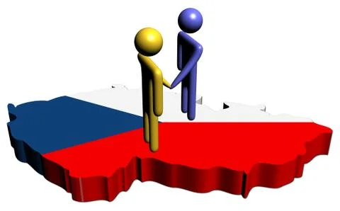 People shaking hands with czech map flag illustration Stock Illustration