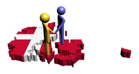 People shaking hands with denmark map flag illustration Stock Illustration