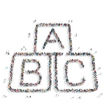 People shape  alphabet cube Stock Illustration