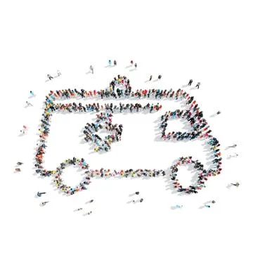 People in the shape of ambulances. Stock Illustration