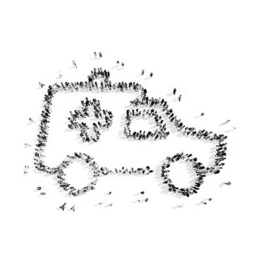 People in the shape of ambulances. Stock Illustration