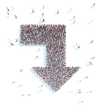 People in the shape of an arrow. Stock Illustration