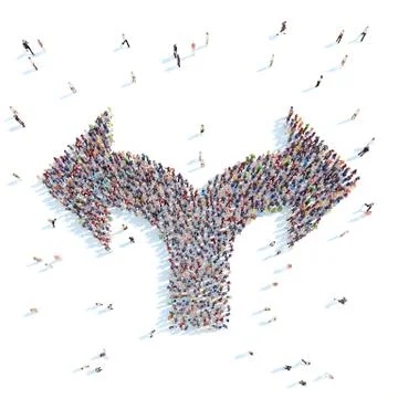 People in the shape of an arrow. Illustrazione stock