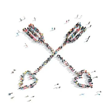 People in the shape of an arrow. Stock Illustration