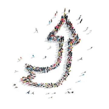 People in the shape of an arrow. Stock Illustration