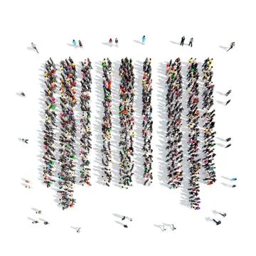 People in the shape of a bar code 스톡 일러스트