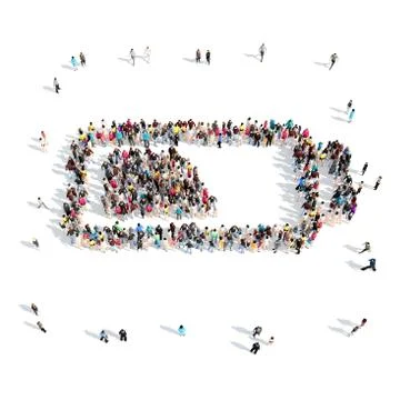People in the shape of battery charge Stock Illustration