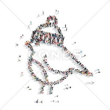 People in the shape of a bullfinch Stock Illustration