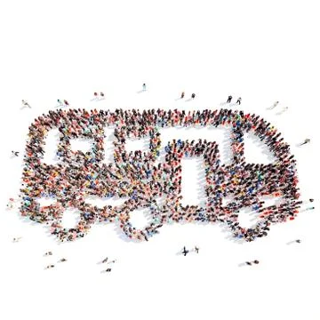 People in the shape of a bus Stock Illustration
